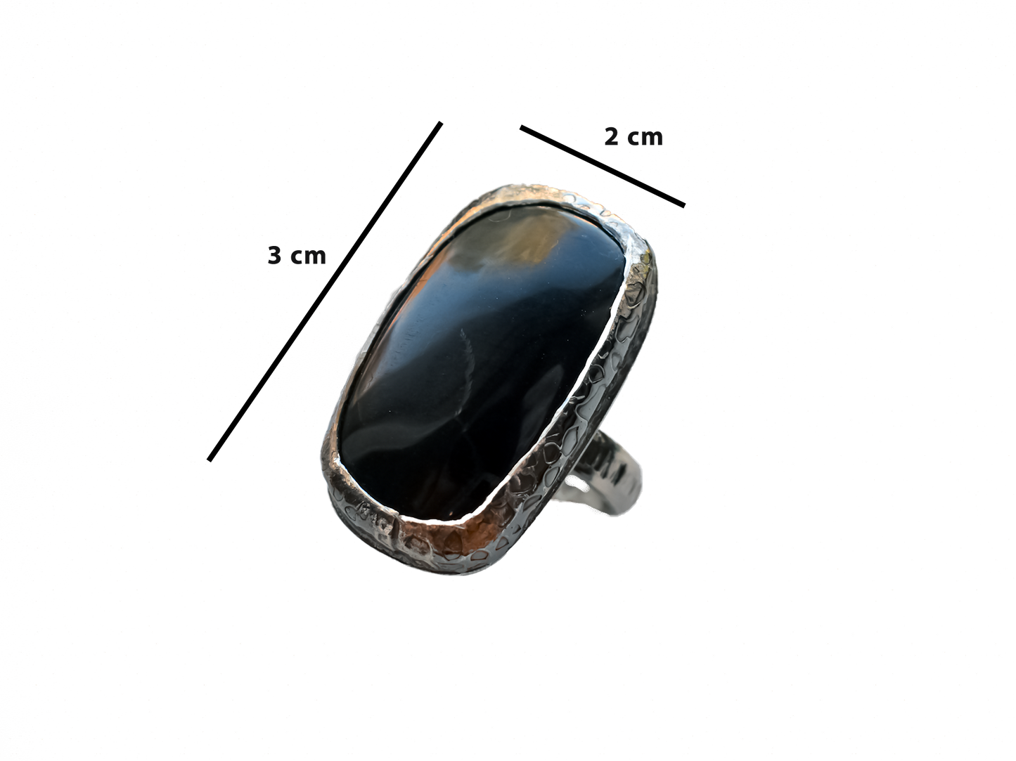 Obsidiyan - El Yapımı 925 Ayar Gümüş Metal Yüzük