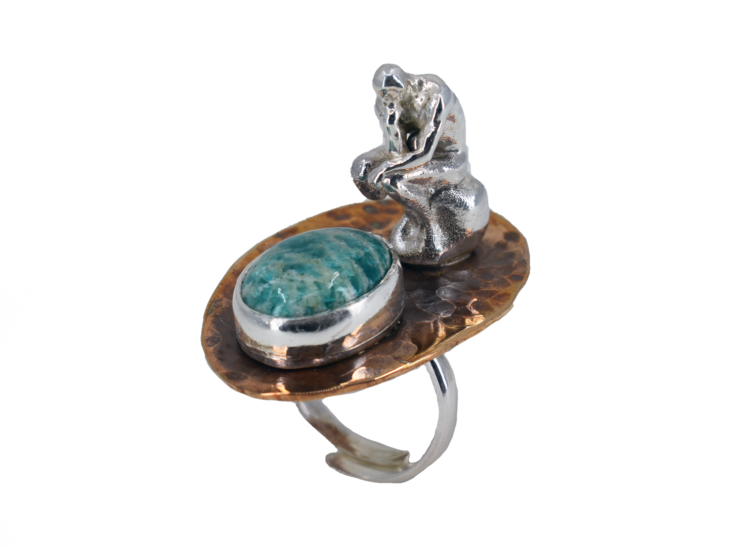 The Thinker - Historic Artifacts - Handmade Aventurine Silver Ring