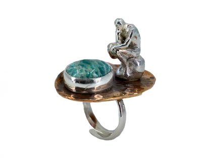 The Thinker - Historic Artifacts - Handmade Aventurine Silver Ring