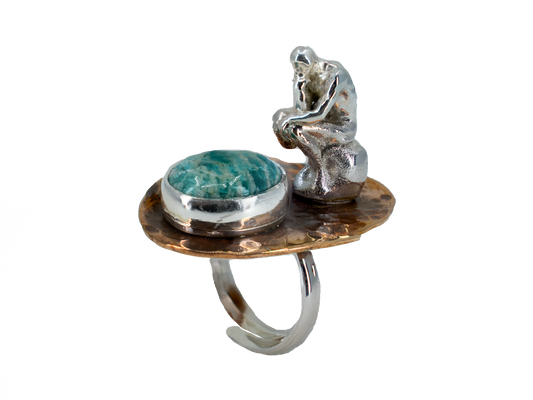 The Thinker - Historic Artifacts - Handmade Aventurine Silver Ring