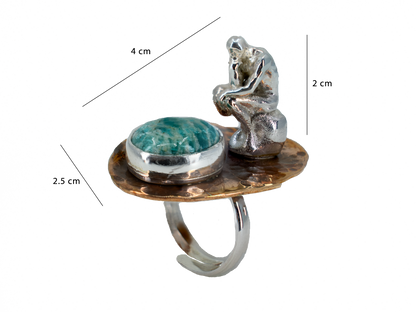 The Thinker - Historic Artifacts - Handmade Aventurine Silver Ring