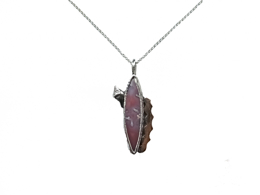 Rhodochrosite - Handmade 925 Sterling Silver Bronze Necklace