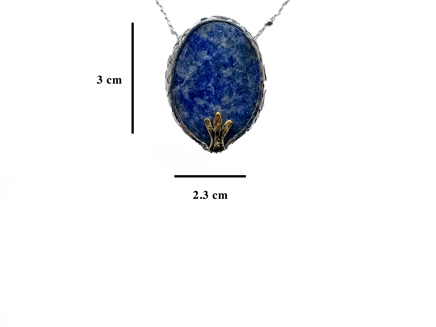 Lapis Lazuli - El Yapımı 925 Ayar Gümüş Pirinç Kolye