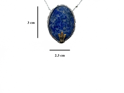 Lapis Lazuli - El Yapımı 925 Ayar Gümüş Pirinç Kolye