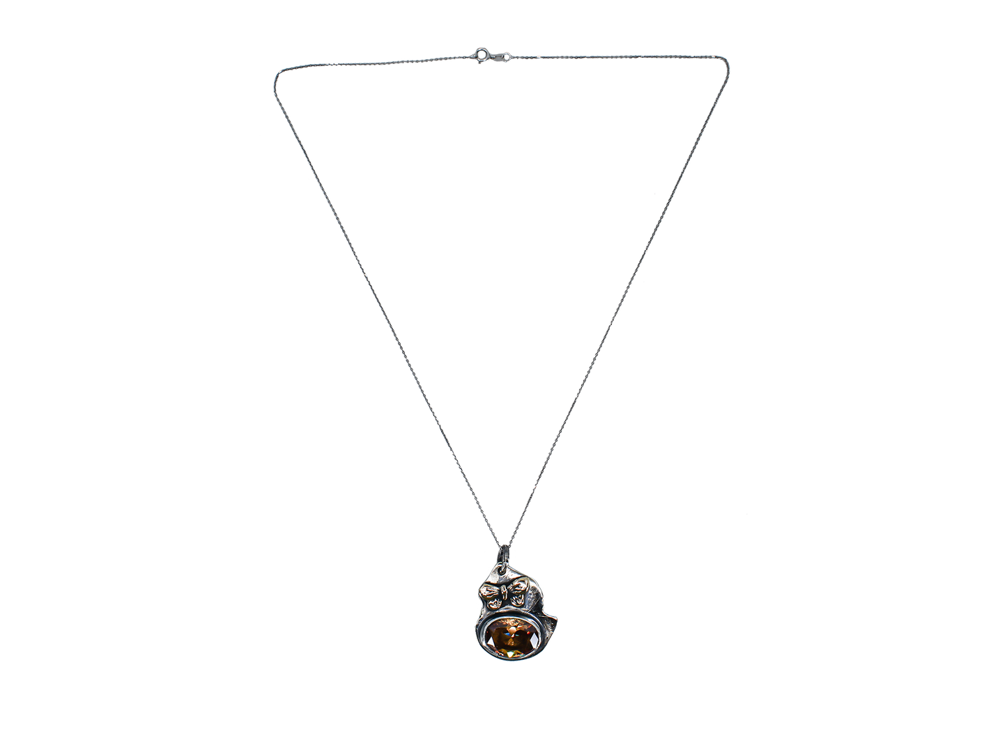 Zircon - Handmade 925 Sterling Silver Bronze Necklace