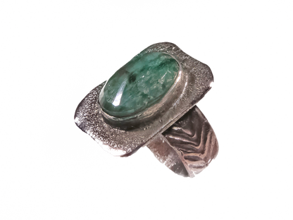 Emerald - Handmade 925 Sterling Silver Copper Ring