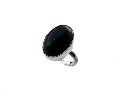 Obsidian - Handmade 925 Sterling Silver Ring