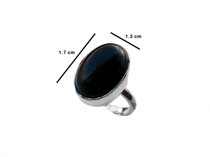 Obsidian - Handmade 925 Sterling Silver Ring