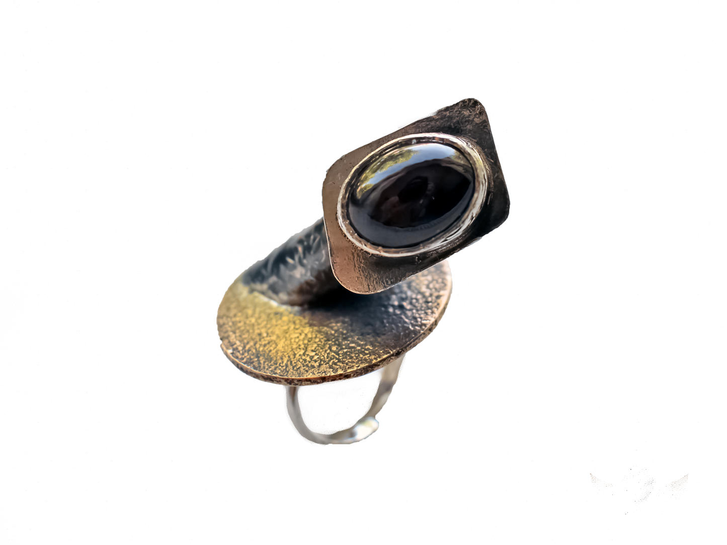 Yıldız Garnet - El Yapımı 925 Ayar Gümüş Bronz Yüzük