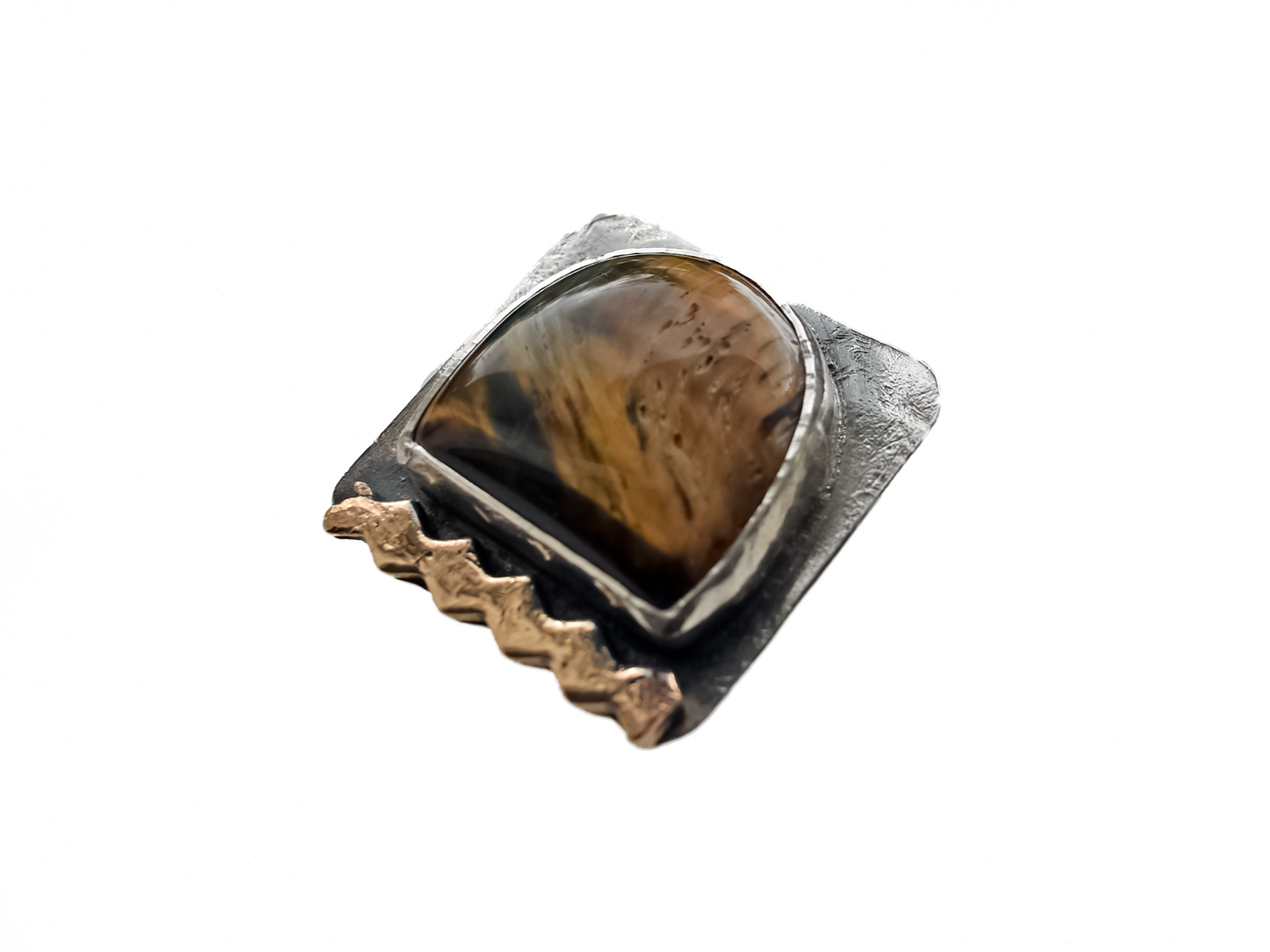 Tiger Eye - Handmade 925 Sterling Silver Bronze Ring