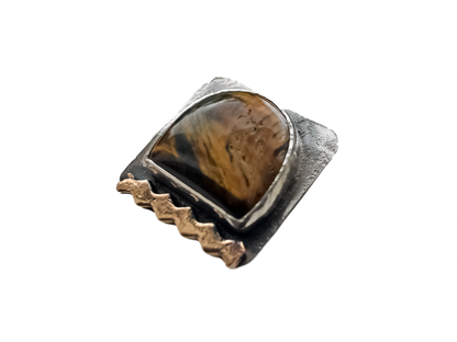 Tiger Eye - Handmade 925 Sterling Silver Bronze Ring