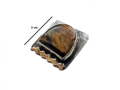 Tiger Eye - Handmade 925 Sterling Silver Bronze Ring