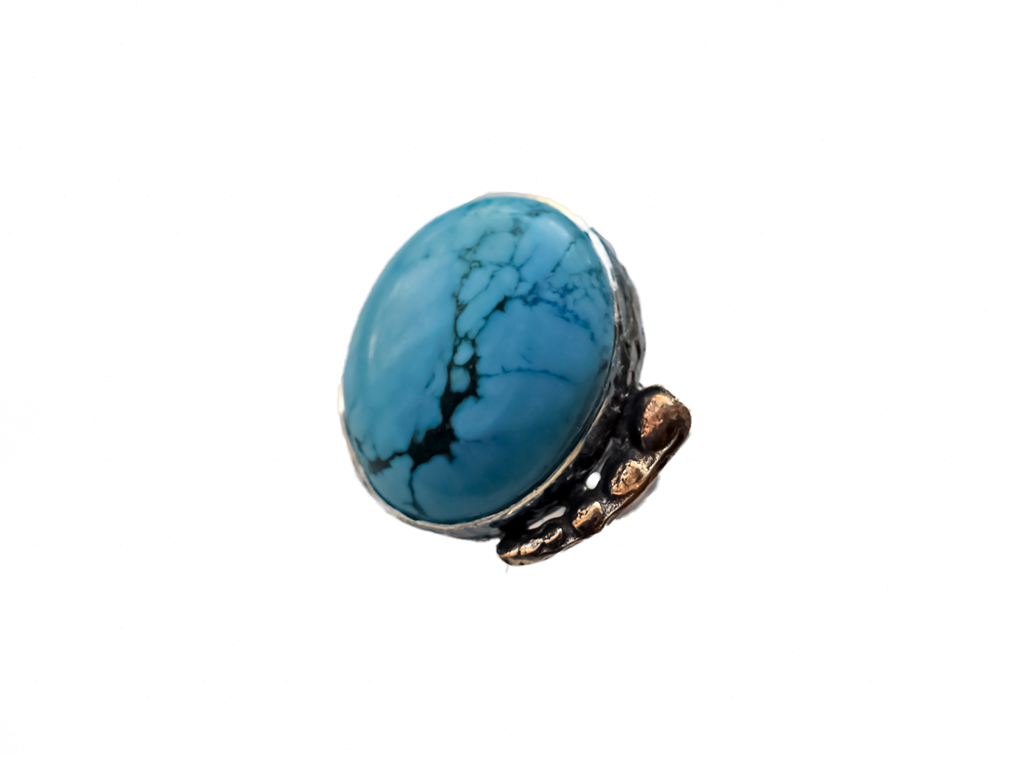 Turquoise - Handmade 925 Sterling Silver Bronze Ring