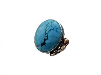 Turquoise - Handmade 925 Sterling Silver Bronze Ring