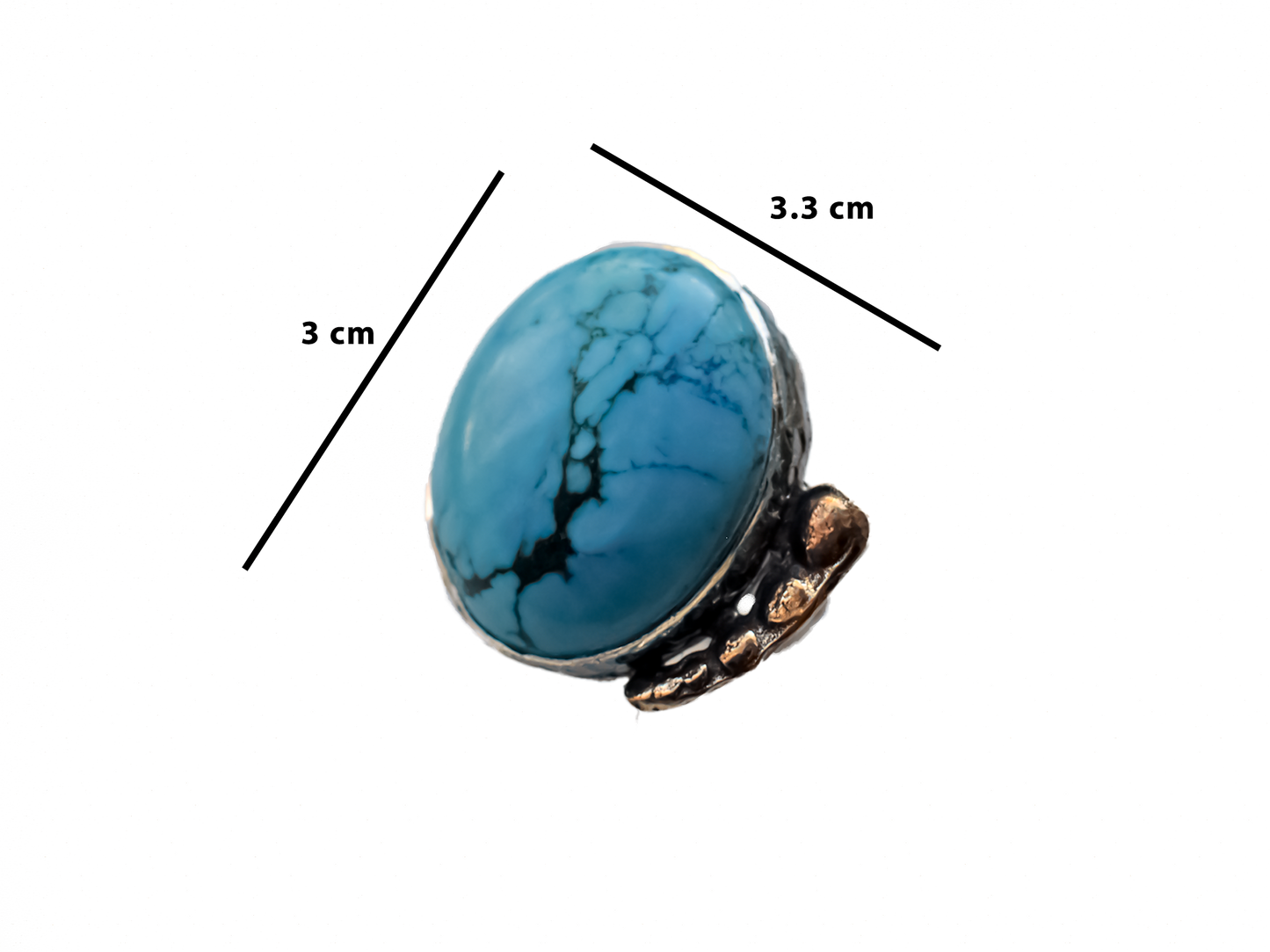 Turquoise - Handmade 925 Sterling Silver Bronze Ring