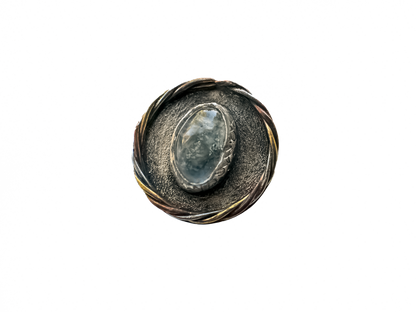 Akuamarin -  El Yapımı 925 Ayar Gümüş Bronz Bakır Yüzük