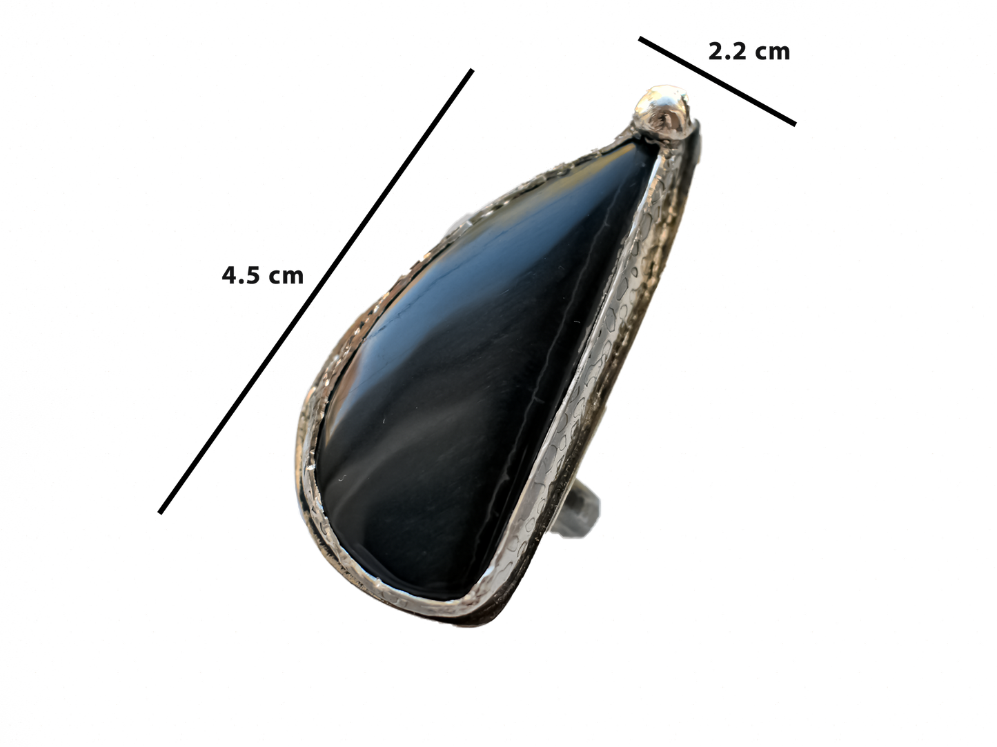 Obsidiyan - El Yapımı 925 Ayar Gümüş Metal Yüzük