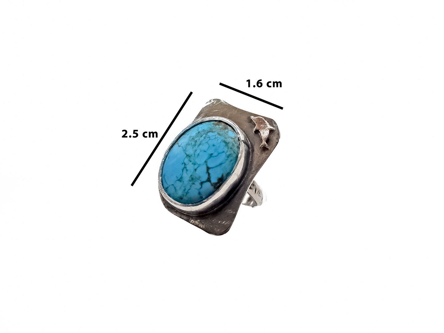 Turquoise - Handmade 925 Sterling Silver Bronze Metal Ring